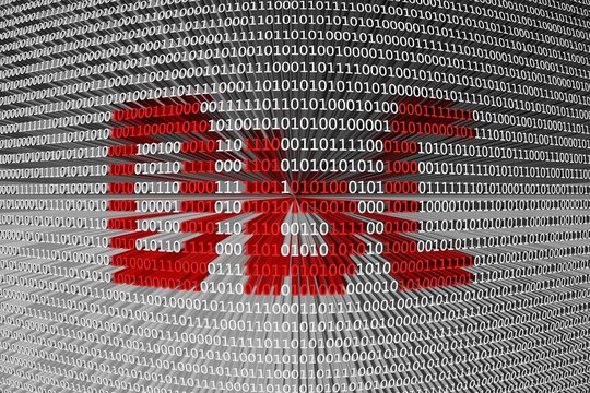 DbC in the form of binary code, 3D illustration