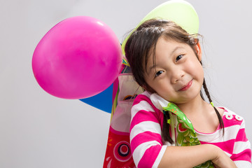 Young Girl Holding Balloon Background / Young Girl Holding Ballo