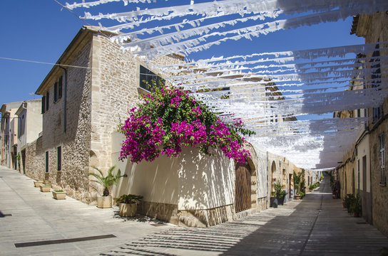 Street view in the village of Alcudia, Mallorca island, Spain