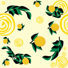 Fototapeta premium beautiful seamless pattern with yellow flowers and leaves
