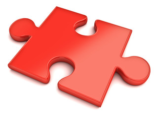 Obraz premium Red jigsaw puzzle piece isolated on white background with shadow 3D rendering