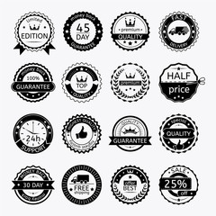 Collection of commercial badges. Set of labels for sale.
