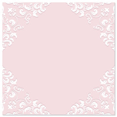 Decorative filigree frame on pastel pink.
