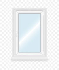Realistic white plastic window. Vector illustration.