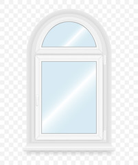 Realistic white plastic window. Vector illustration.