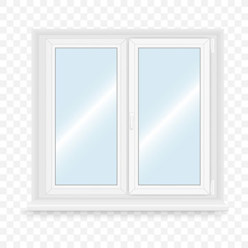 Realistic white plastic window. Vector illustration.