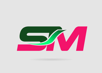 Elegant alphabet S and M letter logo. Vector illustration
