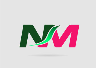 Elegant alphabet N and M letter logo. Vector illustration
