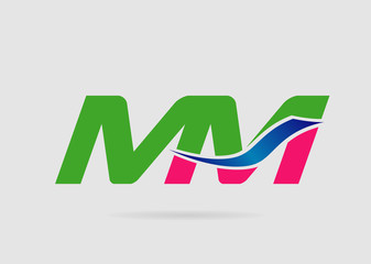 Elegant alphabet M and M letter logo. Vector illustration
