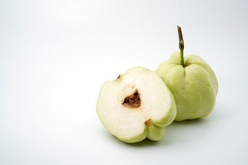 sweet green guava without seeds on background