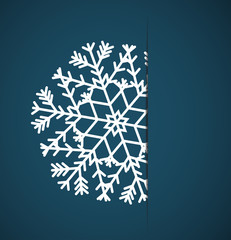 Vector Christmas snowflake applique in paper card on a blue background