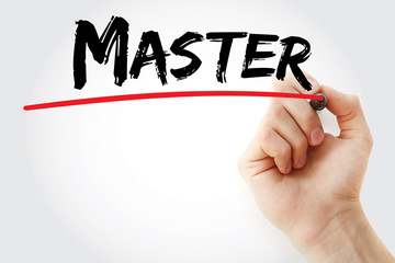 Hand writing Master with marker, concept background