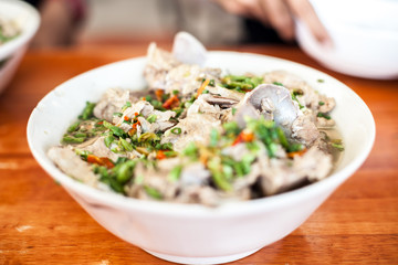 bone soup Thai food, Tom yum, Tom Zap bone spicy soup 