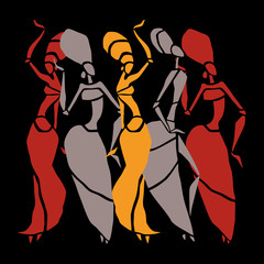 Obraz na płótnie Canvas African dancers silhouette set.