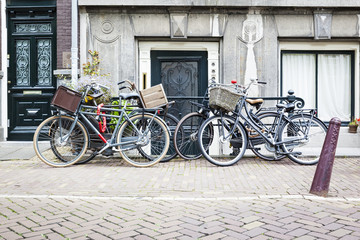 four bicycles in Amsterdam