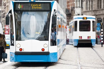 Gordijnen a tram in Amsterdam © magann