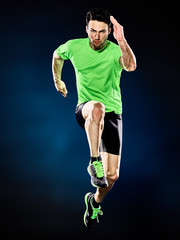 man runner running jogger jogging isolated