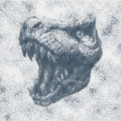 Trex Dinosaur Vector hand drawn background.