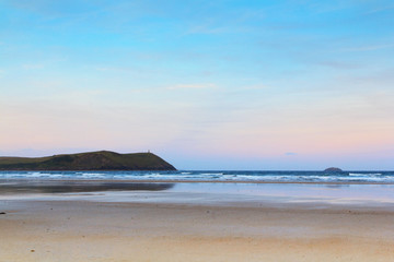 Early morning view over the beach at Polzeath