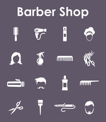 Set of barber shop simple icons