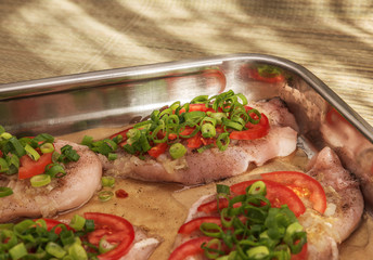 Fresh delicious chicken pieces before heat treatment