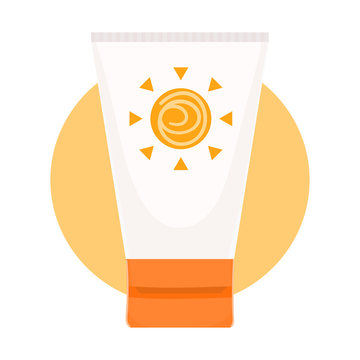 Sunscreen Cream Isolated  White Vector Illustration