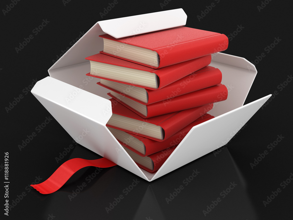 Poster open package with books. image with clipping path