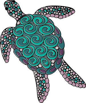 Hand drawn doodle vector ornate turtle illustration 