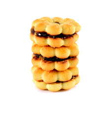 biscuits, filled with pineapple jam isolated on white background