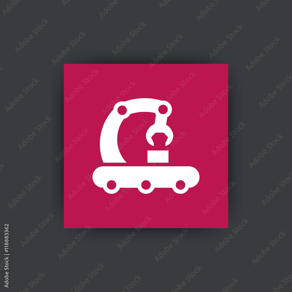 Canvas Prints conveyor icon, production, factory, assembly line, vector illustration