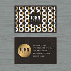 Modern business card template in golden abstract background. Abstract pattern. Printing design template. Vector illustration.