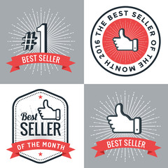 Set of badges, banner, labels, emblem best seller number 1. Design elements. Vector illustration.
