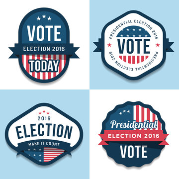 Set of badges, banner, labels, emblem design for united state election 2016. Politic Vote. Design elements. Vector illustration.
