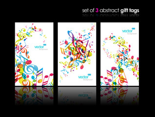 Set of abstract colorful music tags.