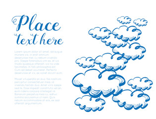 Hand drawing sky with clouds