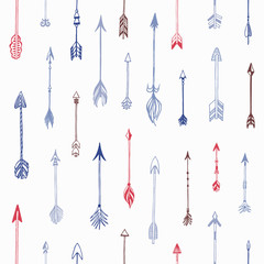 Seamless pattern with arrows. Different arrows collection. Decorative vector stylized illustration of booms. Cute repeated texture with arrows for packaging, books, textile. Wrapping paper design.