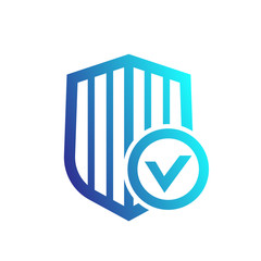 Shield with check mark icon on white, secure, protected, security, vector illustration