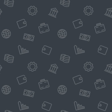 Seamless Pattern, Finance, Money, Gray Background