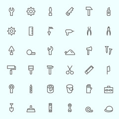 Tools icon set, simple and thin line design