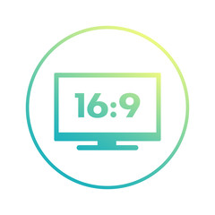 widescreen tv simple icon, aspect ratio 16:9