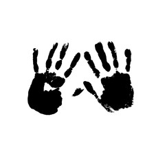 Two ink palm prints isolated