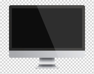 Modern computer monitor display with black screen.