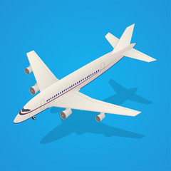 Passenger Airplane Fly Isometric Transportation. Vector
