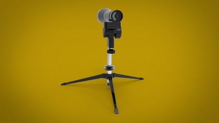 3d illustration of US Military M24 Sniper Spotter Scope. yellow background isolated. icon for game web. tool for army and soldiers. 