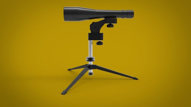 3d illustration of US Military M24 Sniper Spotter Scope. yellow background isolated. icon for game web. tool for army and soldiers. 