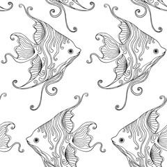 Seamless vector fish pattern