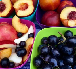 Frisches Obst mit Nektarinen, Äpfeln und Weintrauben