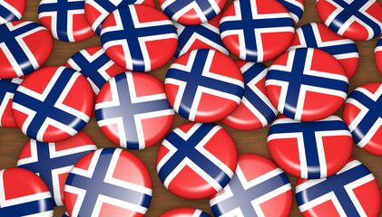 Obraz premium Norwegian Flag On Badges