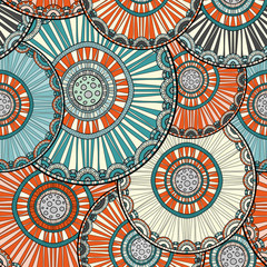 Doodleart mandala design. Hand drawn forest background.