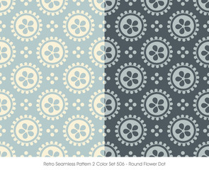 Retro Seamless Pattern 2 Color Set_506 Round Flower Dot

